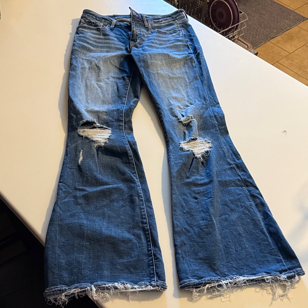 Distressed Flare Jeans Buckle Black sz 28x34